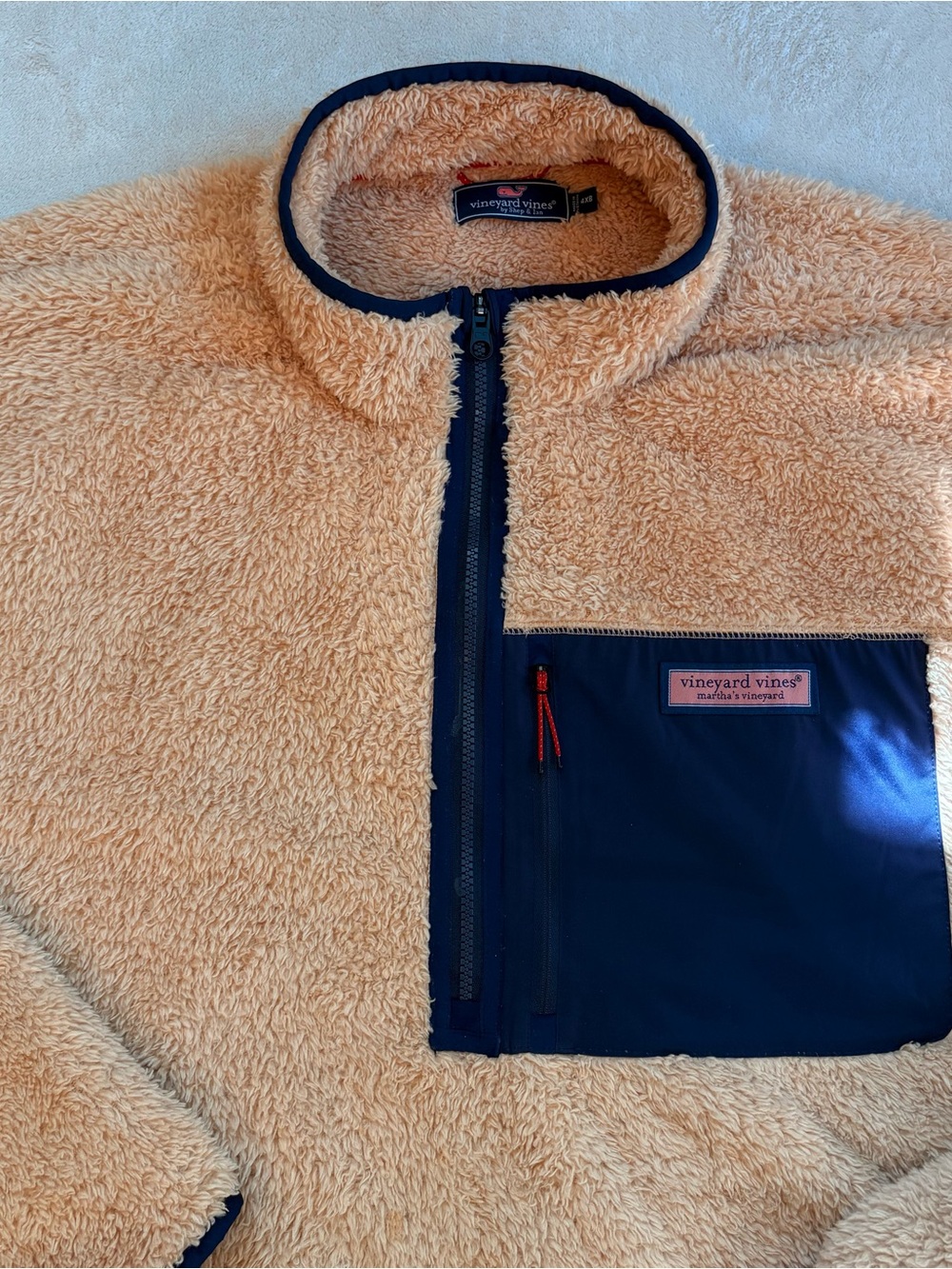 Vineyard Vines Stillwater 1/4 Zip Fleece Navy Chest Pocket — Sz 4XB